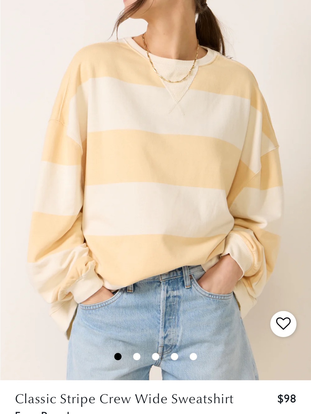 Free People Oversized Stripe Crewneck Sweatshirt - Cream & Pale Yellow
